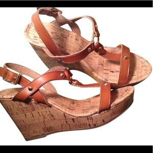 Cork wedge sandals. Mentego Bay Club